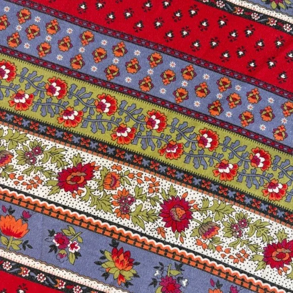 Grandmacore White Stag Womens Floral Stripe Short Sleeve Cotton Tee Vintage M - Picture 2 of 4